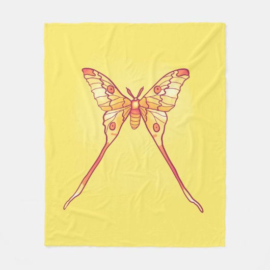Orange Luna Moth Art - Farbiges Insekt Fleecedecke (Vorderseite)
