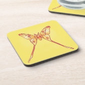Orange Luna Moth Art - Farbiges Insekt Getränkeuntersetzer (Linke Seite)