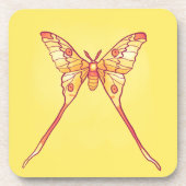 Orange Luna Moth Art - Farbiges Insekt Getränkeuntersetzer (Vorderseite)