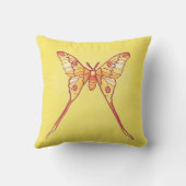 Orange Luna Moth Art - Farbiges Insekt Kissen (Rückseite)
