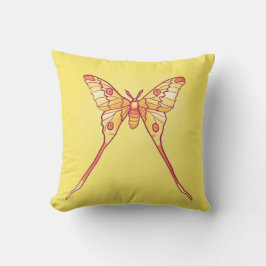 Orange Luna Moth Art - Farbiges Insekt Kissen