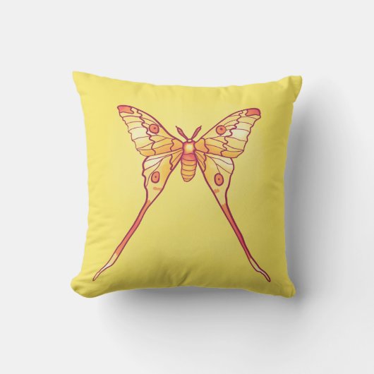 Orange Luna Moth Art - Farbiges Insekt Kissen (Vorderseite)
