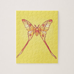Orange Luna Moth Art - Farbiges Insekt Puzzle