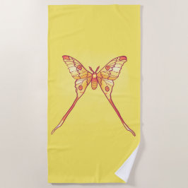Orange Luna Moth Art - Farbiges Insekt Strandtuch