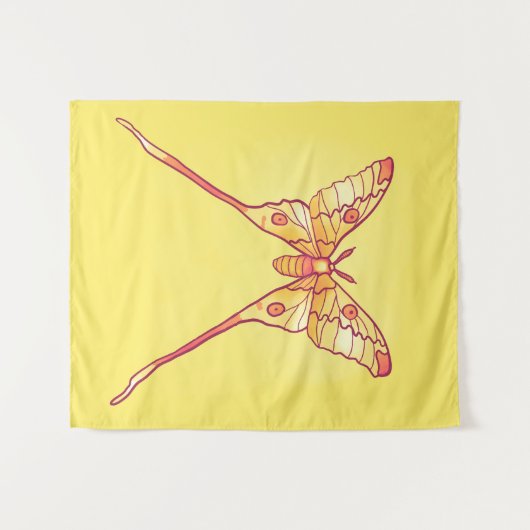 Orange Luna Moth Art - Farbiges Insekt Wandteppich (Vorderseite (Horizontal))