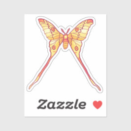 Orange Luna Moth Kunst, Dichtung und Musik Aufkleber