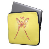 Orange Luna Moth Kunst, Dichtung und Musik Laptopschutzhülle (Vorderseite Links)