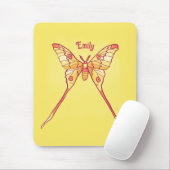 Orange Luna Moth Kunst, Dichtung und Musik Mousepad (Mit Mouse)