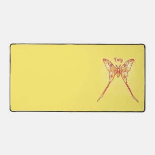 Orange Luna Moth Kunst, Dichtung und Musik Schreibtischunterlage