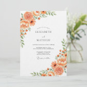 Orange Lush Bloom Wedding Einladung (Stehend Vorderseite)