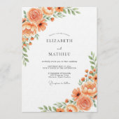 Orange Lush Bloom Wedding Einladung (Vorderseite)