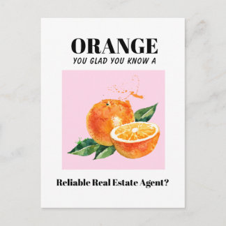 orange Lustiger Immobilienmakler-Marketing-Mailer Postkarte