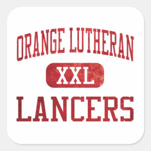 Orange lutherische Lancers-Leichtathletik Quadratischer Aufkleber