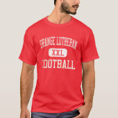 Orange lutherischer Lancers-Fußball T-Shirt (Vorderseite)