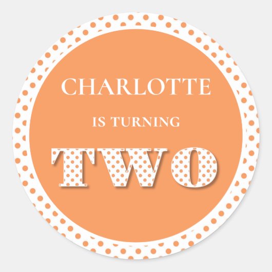 Orange macht zwei Polka Dot Runder Aufkleber (Vorderseite)