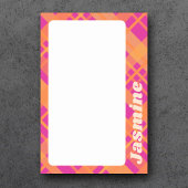 Orange magenta karierte Muster individuelle Name Post-it Klebezettel