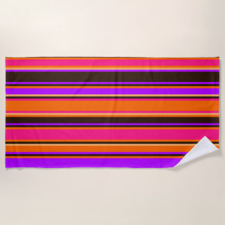 Orange, Magenta & Lila gestreiftes Strandtuch