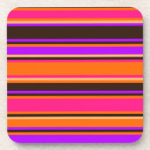 Orange, Magenta & Lila Striped Square Untersetzer (Vorderseite)