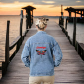 Orange Magenta Rosa und Türkis-Drachenfliege Name Jeansjacke