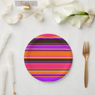 Orange, Magenta und Lila gestrichene Papierplatte Pappteller