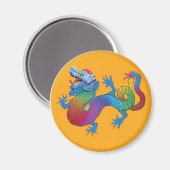 Orange Magnet mit farbenfrohen Drachen (Vorderseite/Rückseite)