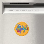 Orange Magnet mit farbenfrohen Drachen (In Situ (Geschirrspüler))