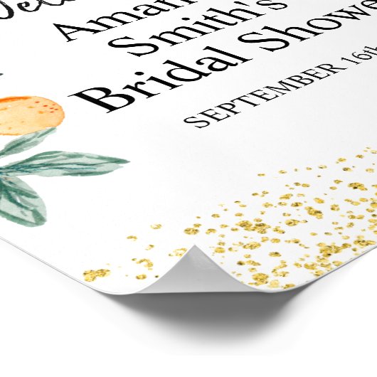 Orange main squeeze Brautparty Begrüßungszeichen Poster (Ecke)