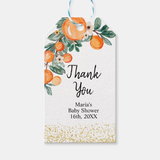 Orange main squeeze Brautparty Vielen Dank Geschenkanhänger (Vorderseite)