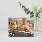 Orange Maine Coon Cat Postkarte (Stehend Vorderseite)