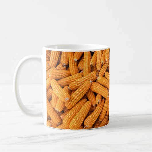 Orange Mais Cob: Ernte Landwirtschaft Hintergrund Kaffeetasse (Links)