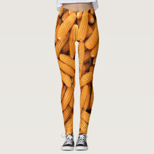 Orange Mais Cob: Ernte Landwirtschaft Hintergrund Leggings