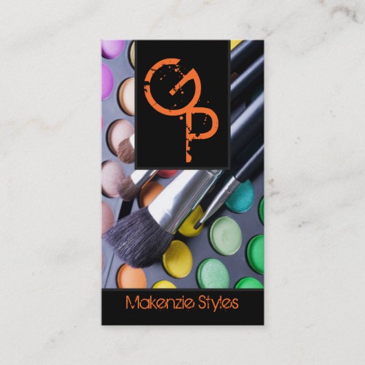 Orange Make up Artist Palette Business Card Visitenkarte (Vorderseite)