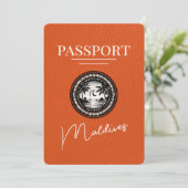 Orange Maldives Passport Save the Date (Stehend Vorderseite)