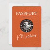 Orange Maldives Passport Wedding Einladung (Rückseite)
