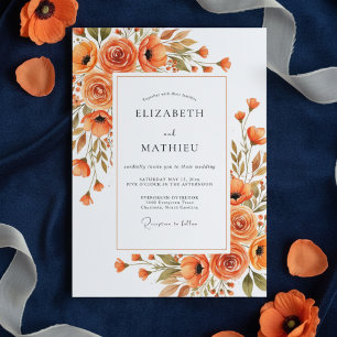Orange Malerische Blütenhochzeit Einladung