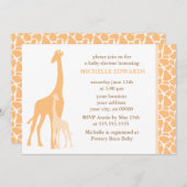 Orange Mama-und Baby-Giraffen-Baby-Dusche Einladung (Vorne/Hinten)