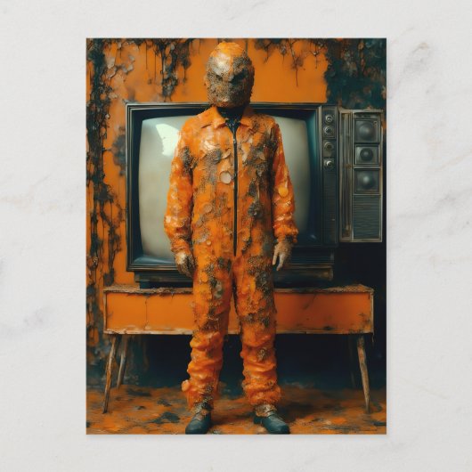 Orange Man Orange Anzug Abandoned TVs Postkarte (Vorderseite)