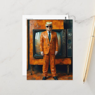 Orange Man Trump Orange Anzug Abandoned TVs Postkarte