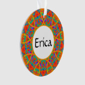 Orange Mandala Customizable Boho Weihnachten Ornament (Vorderseite)