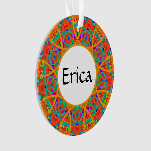 Orange Mandala Customizable Boho Weihnachten Ornament (Vorderseite)