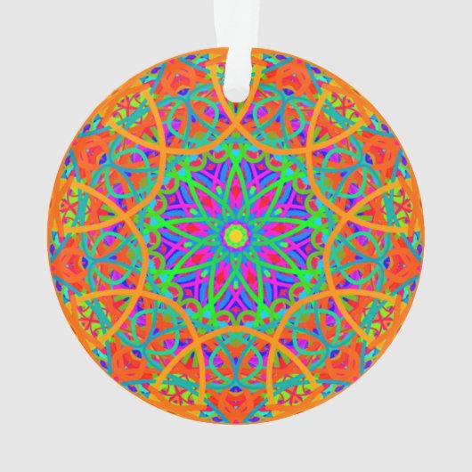 Orange Mandala Customizable Boho Weihnachten Ornament (Rückseite)