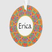 Orange Mandala Customizable Boho Weihnachten Ornament (Vorderseite)