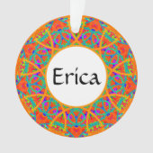 Orange Mandala Customizable Boho Weihnachten Ornament (Vorderseite)