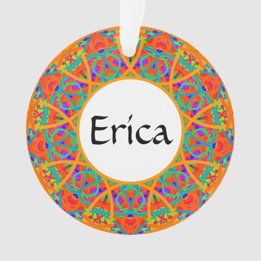 Orange Mandala Customizable Boho Weihnachten Ornament (Vorderseite)