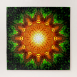 Orange Mandala des Energie-Kern- Puzzle