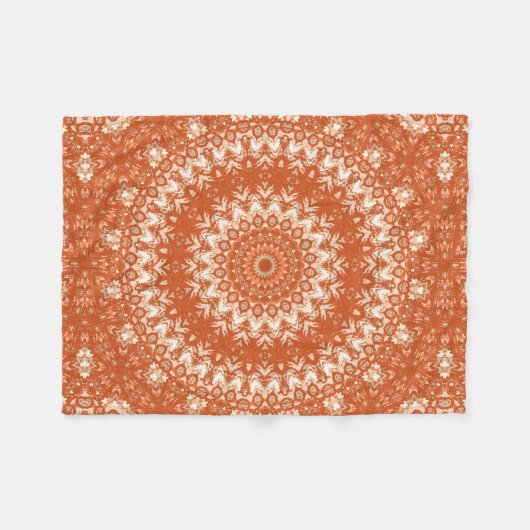 Orange Mandala. Fleecedecke (Vorderseite (Horizontal))