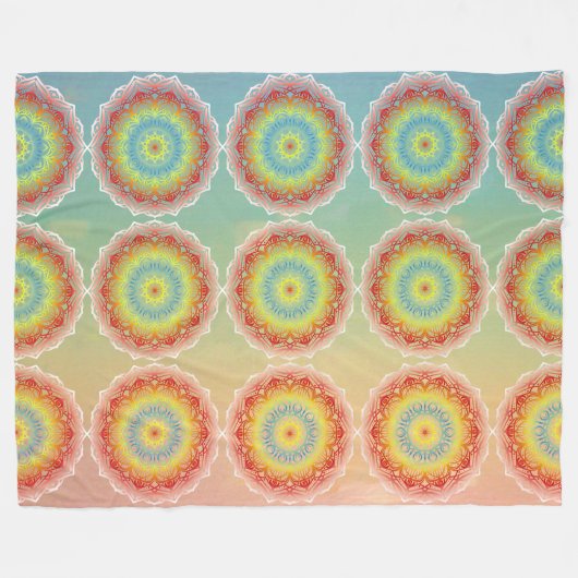 Orange Mandala Fleecedecke (Vorderseite (Horizontal))