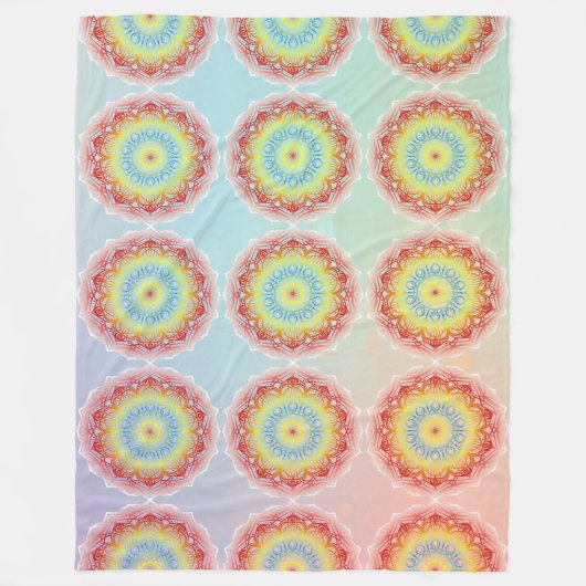 Orange Mandala Fleecedecke (Vorderseite)