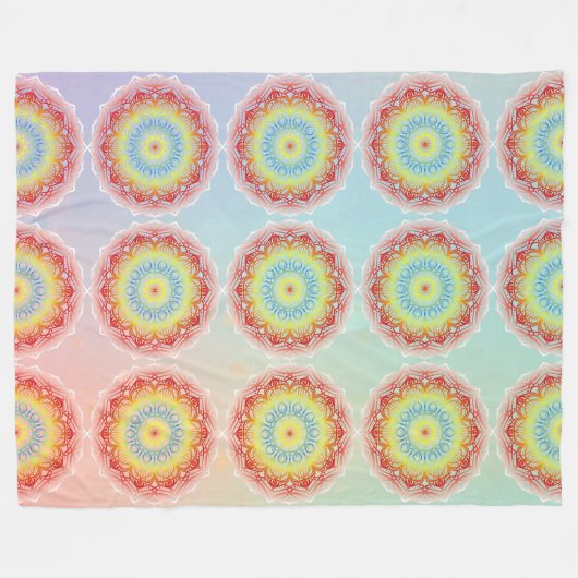 Orange Mandala Fleecedecke (Vorderseite (Horizontal))