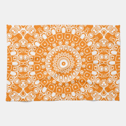 Orange Mandala Geometric Pattern Geschirrtuch (Horizontal)